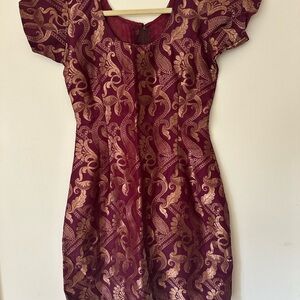 Custom-made Burgundy and Gold Dress
